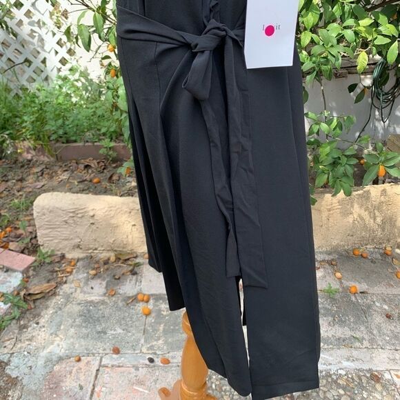 Lewit Nordstrom Asymmetric Sheath Wrap Dress Size 14 Black $379 - Picture 6 of 8